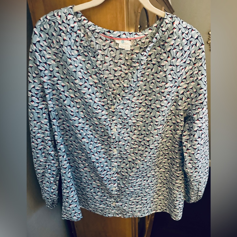 BODEN Esme Heron Blue Crocus Flower Top                Lightly Worn US